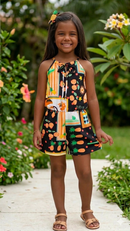 Macaquinho Infantil Frente Única Estampa Tropical E Frutas