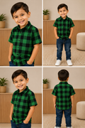 Camisa Infantil Xadrez Em Viscose Manga Curta