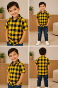 Camisa Infantil Xadrez Em Viscose Manga Curta