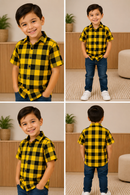 Camisa Infantil Xadrez Em Viscose Manga Curta