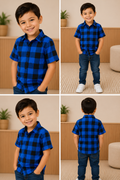 Camisa Infantil Xadrez Em Viscose Manga Curta