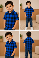 Camisa Infantil Xadrez Em Viscose Manga Curta
