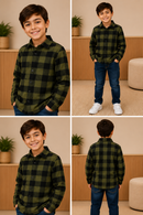 Camisa Infantil Xadrez Flanelada Amarela e Preta Manga Longa