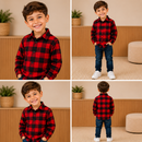 Camisa Infantil Xadrez Flanelada Amarela e Preta Manga Longa