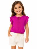 Blusa Infantil Pink Com Babados