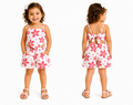 Conjunto Infantil Floral Rosa Com Short E Top de Bico