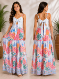 Vestido Longo Floral Com Amarração Nas Costas