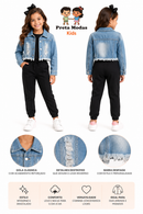 Jaqueta Jeans Infantil Cropped Destroyed