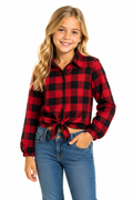 Blusa Infantil Xadrez Com Amarração Frontal