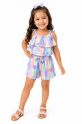 Conjunto Infantil Cropped E Short Borboletas