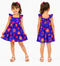 Vestido Infantil Rosa Com Estampa De Arco-Íris E Flores