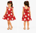 Vestido Infantil Rosa Com Estampa De Arco-Íris E Flores