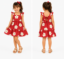 Vestido Infantil Rosa Com Estampa De Arco-Íris E Flores
