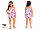 Conjunto Infantil Blusa Babado E Short Estampa Corações