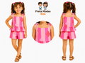 Conjunto Infantil Blusa Babado E Short Estampa Corações