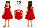 Vestido Infantil Vermelho Com Laços Nas Alças