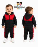 Conjunto De Agasalho infantil Preto E Vermelho