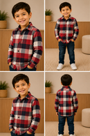 Camisa Infantil Xadrez Flanelada Amarela e Preta Manga Longa