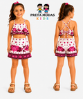 Conjunto Infantil Floral Pink Com Cropped e Short