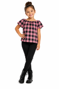 Blusa Infantil Xadrez Manga Curta