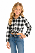 Blusa Infantil Xadrez Com Amarração Frontal