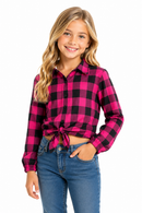 Blusa Infantil Xadrez Com Amarração Frontal