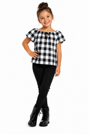 Blusa Infantil Xadrez Manga Curta