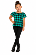 Blusa Infantil Xadrez Manga Curta