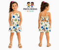 Conjunto Infantil Floral Rosa Com Short E Top de Bico