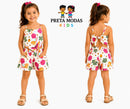 Conjunto Infantil Floral Rosa Com Short E Top de Bico